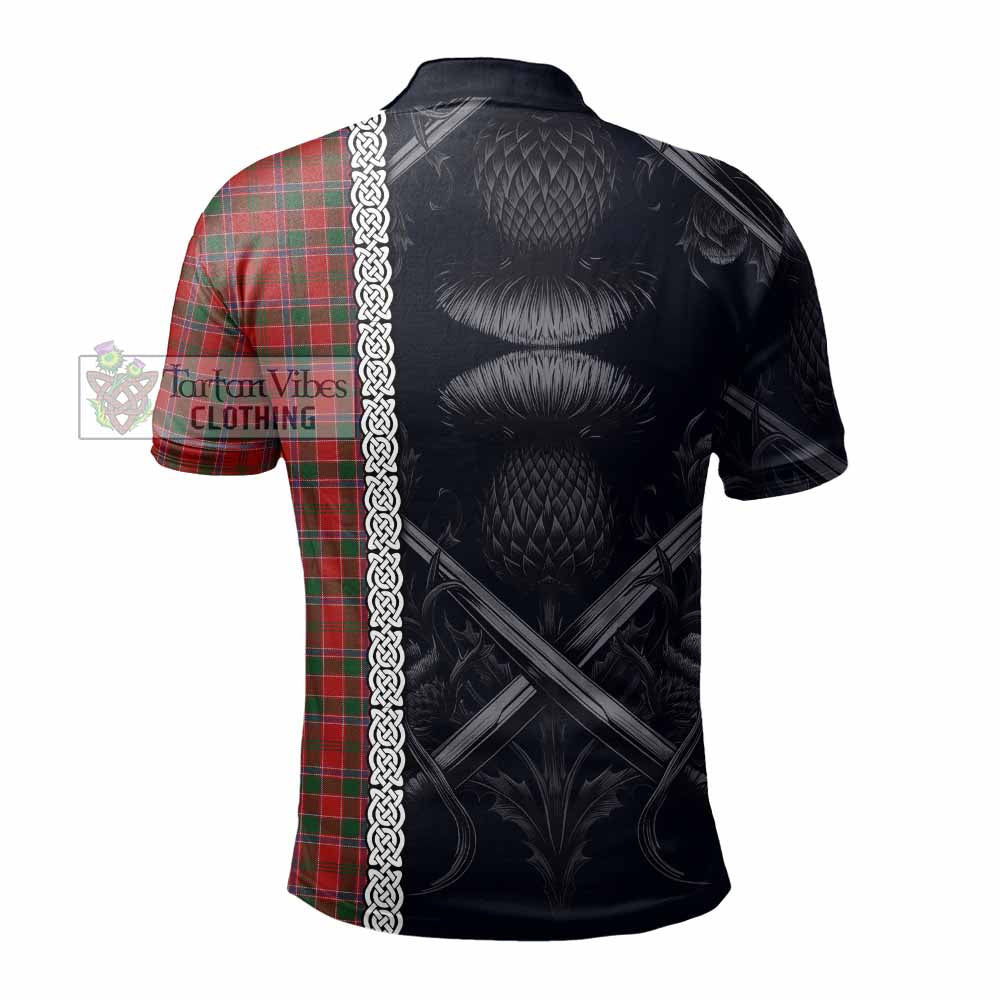 Tartan Vibes Clothing Dalzell (Dalziel) Tartan Polo Shirt with Family Crest Cross Sword Thistle Celtic Vibes