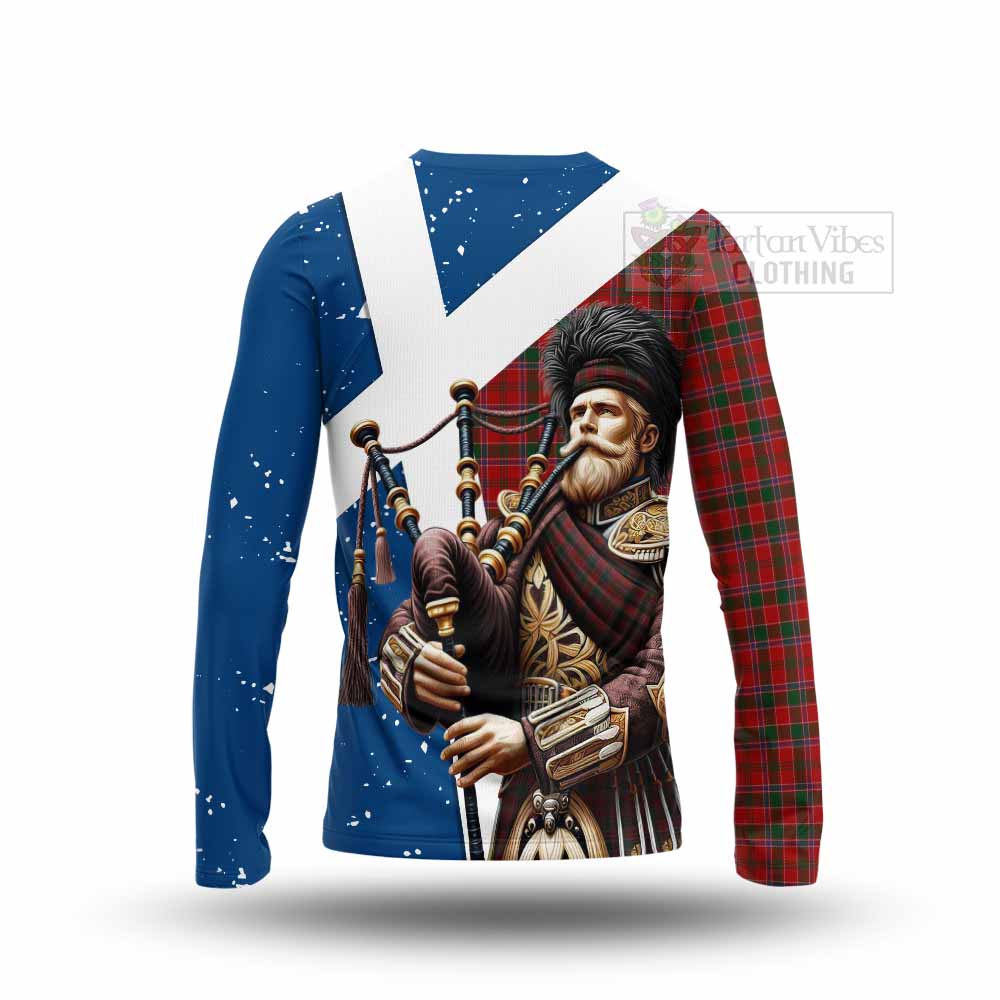 Tartan Vibes Clothing Dalzell (Dalziel) Tartan Long Sleeve T-Shirt with Family Crest Scottish Bagpiper Vibes