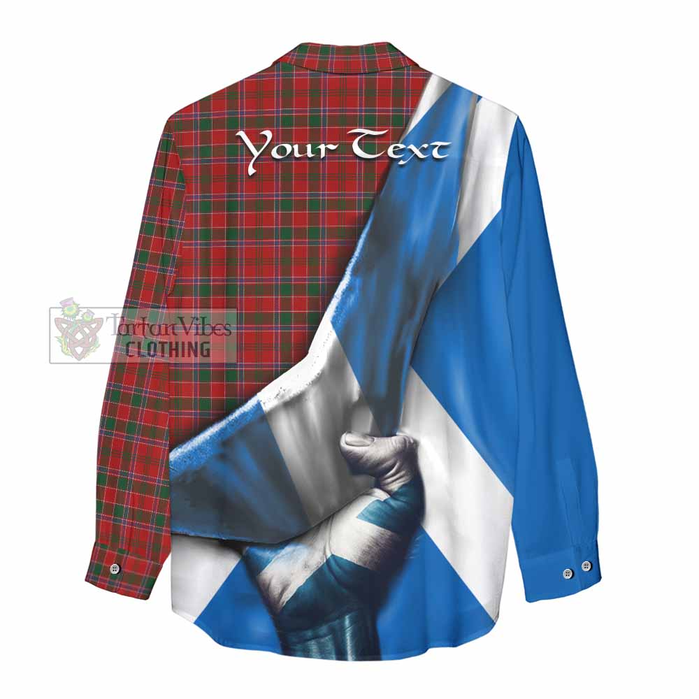 Tartan Vibes Clothing Dalzell (Dalziel) Tartan Women's Casual Shirt with Family Crest Scotland Patriotic Style