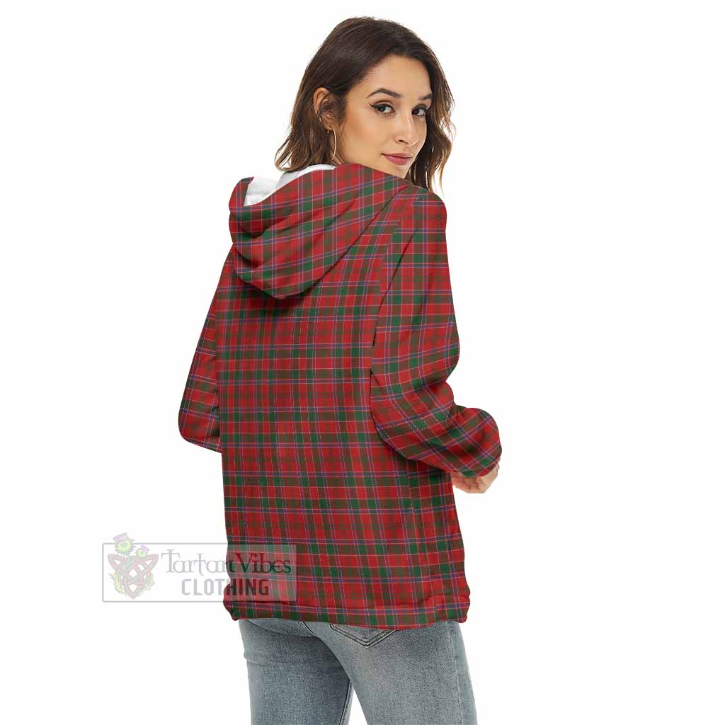 Tartan Vibes Clothing Dalzell (Dalziel) Tartan Women's Borg  Half Zip Fleece Hoodie