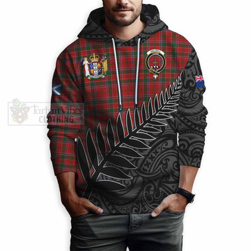 Dalzell (Dalziel) Crest Tartan Hoodie with New Zealand Silver Fern Half Style