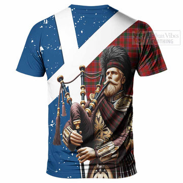 Dalzell (Dalziel) Tartan T-Shirt with Family Crest Scottish Bagpiper Vibes