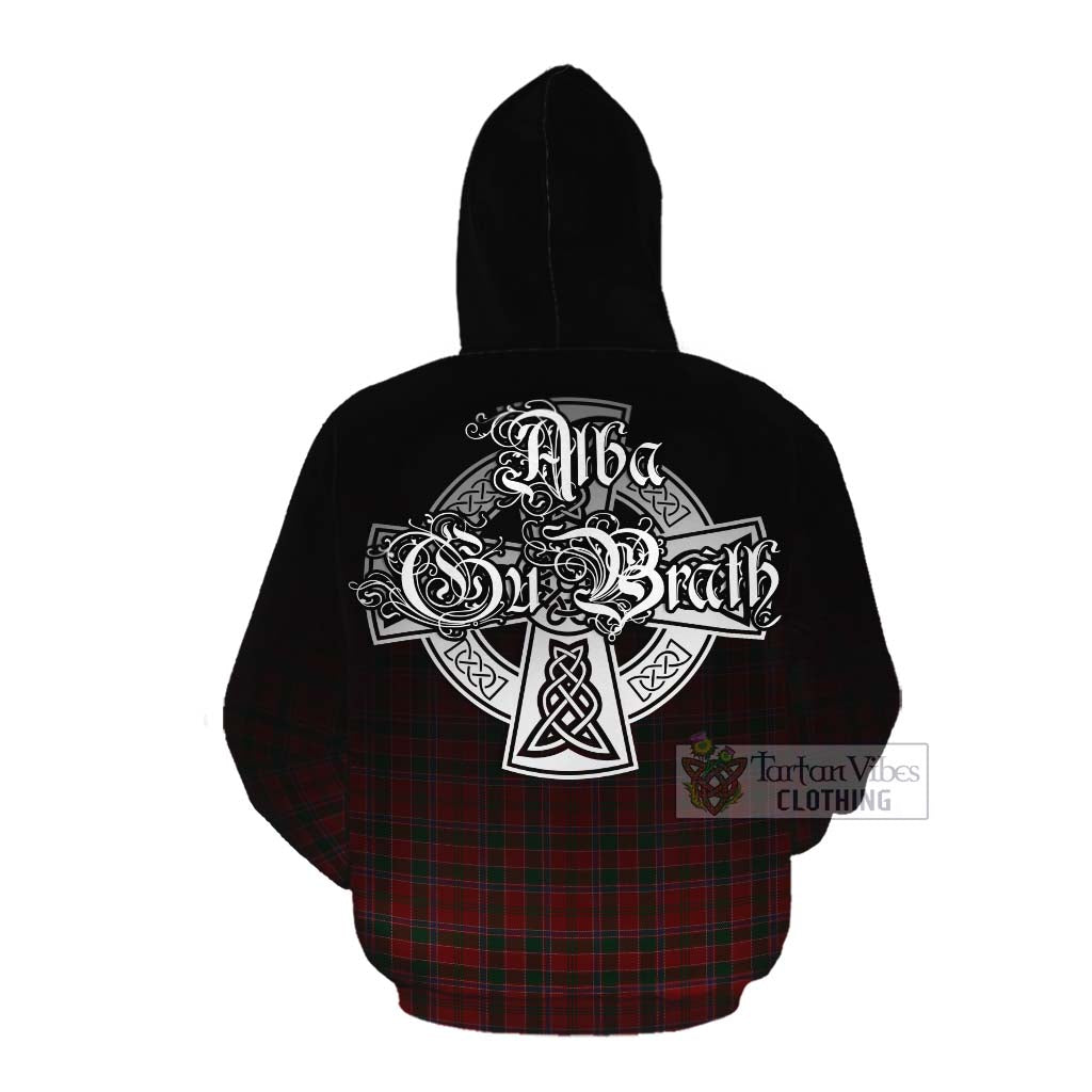 Tartan Vibes Clothing Dalzell (Dalziel) Tartan Cotton Hoodie Featuring Alba Gu Brath Family Crest Celtic Inspired