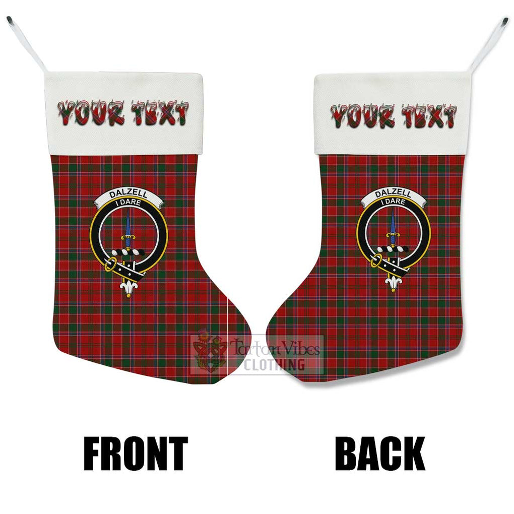 Tartan Vibes Clothing Dalzell (Dalziel) Tartan Family Crest Christmas Stocking with Personalized Text