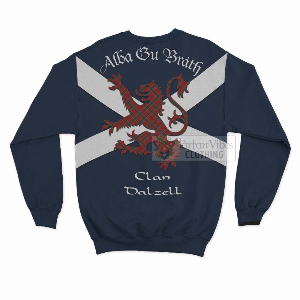 Tartan Vibes Clothing Dalzell (Dalziel) Tartan Lion Rampant Sweatshirt – Proudly Display Your Heritage with Alba Gu Brath and Clan Name