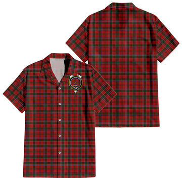 Dalzell Tartan Short Sleeve Button Down Shirt with Family Crest