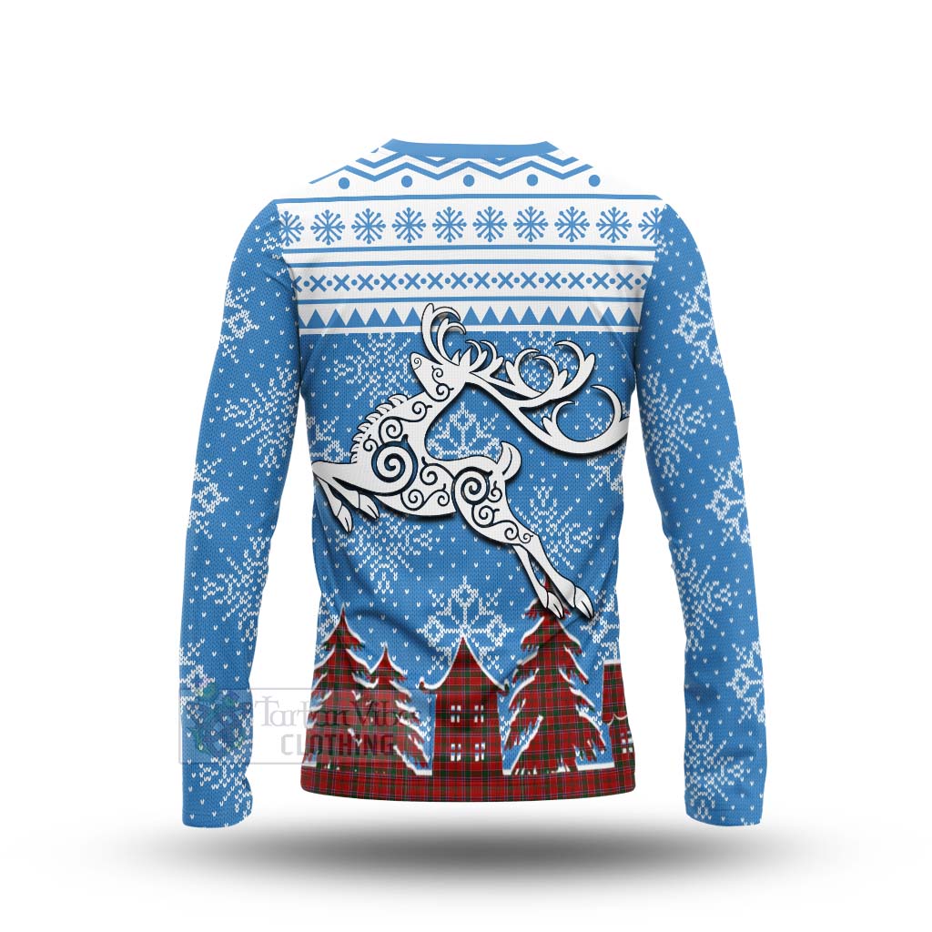 Tartan Vibes Clothing Dalzell (Dalziel) Clan Christmas Long Sleeve T-Shirt Celtic Reindeer Style