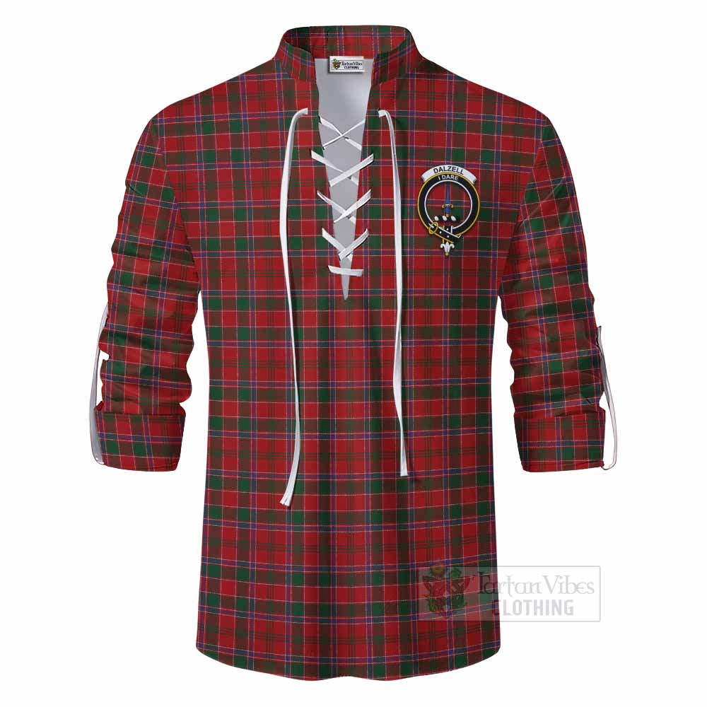 Tartan Vibes Clothing Dalzell (Dalziel) Tartan Ghillie Kilt Shirt with Family Crest DNA In Me Style