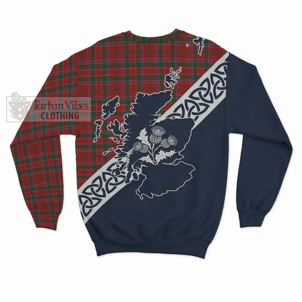 Tartan Vibes Clothing Dalzell (Dalziel) Tartan Sweatshirt Featuring Thistle and Scotland Map