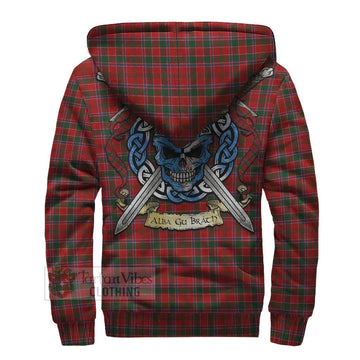 Dalzell (Dalziel) Tartan Sherpa Hoodie with Family Crest Celtic Skull Style