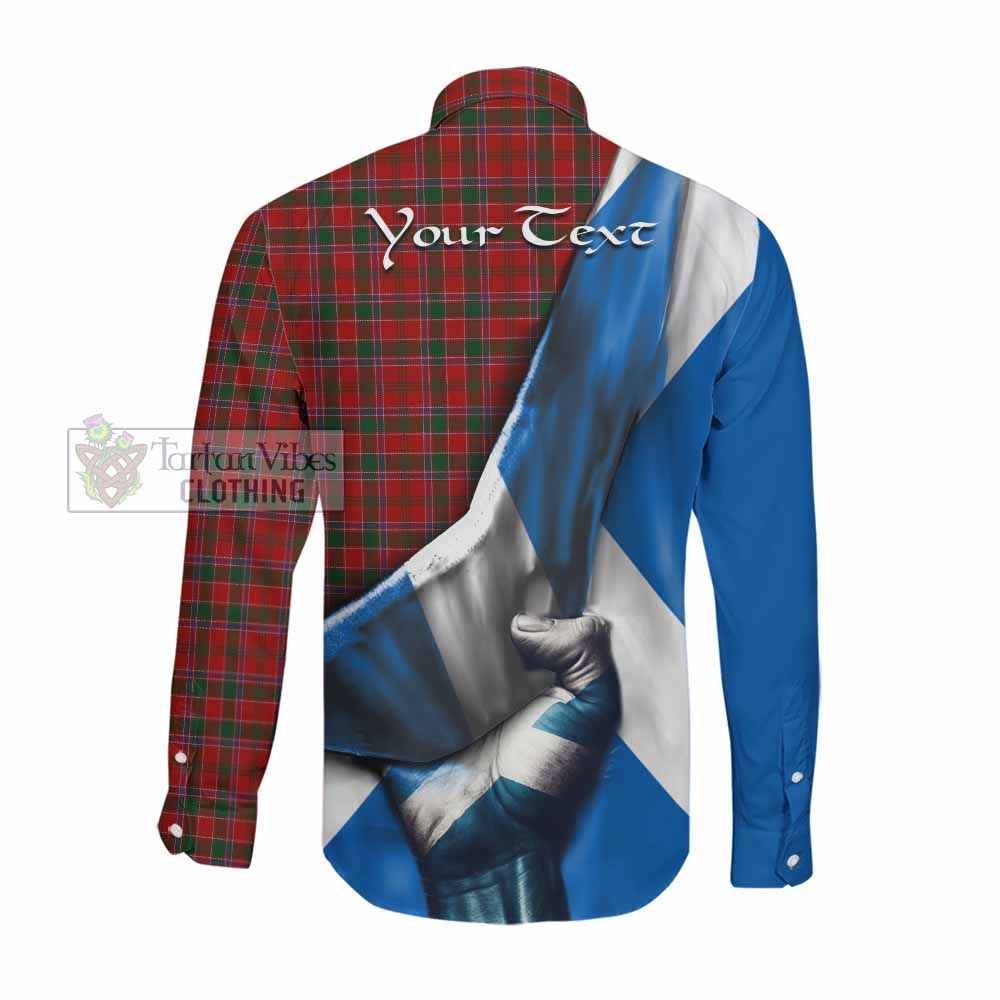 Tartan Vibes Clothing Dalzell (Dalziel) Tartan Long Sleeve Button Shirt with Family Crest Scotland Patriotic Style