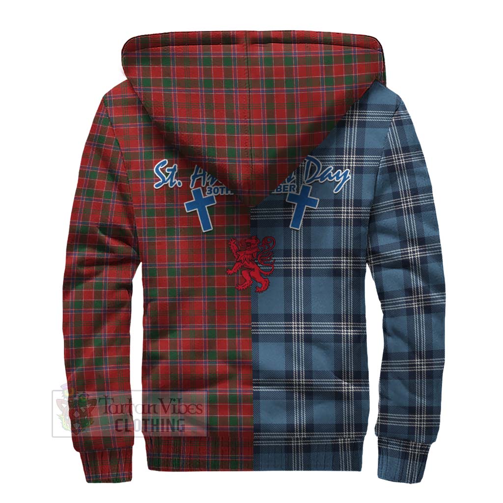 Tartan Vibes Clothing Dalzell (Dalziel) Tartan Sherpa Hoodie Happy St. Andrew's Day Half Tartan Style