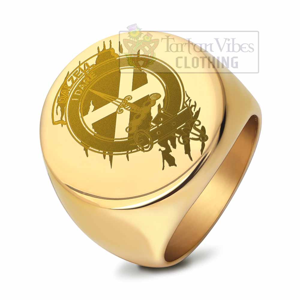 Tartan Vibes Clothing Dalzell (Dalziel) Clan Crest Engraved Ring Scotland In Me Style