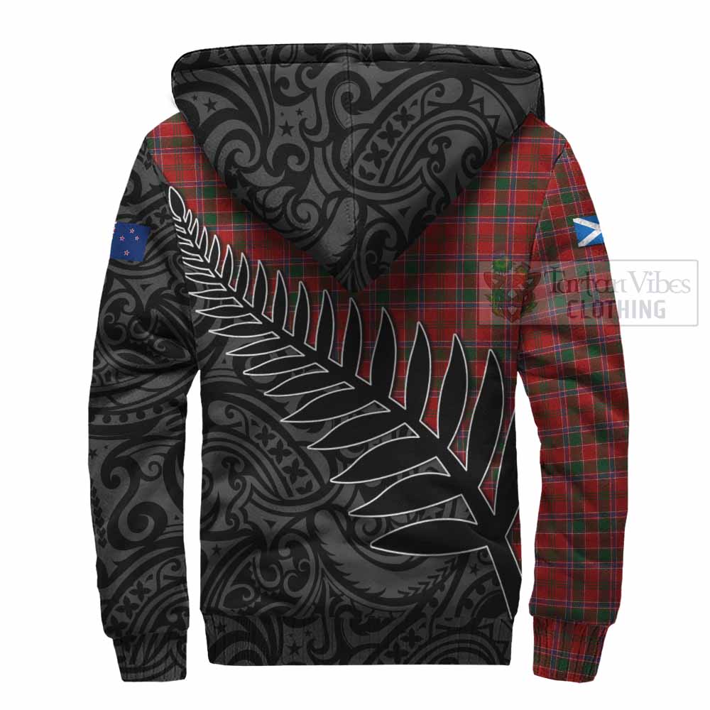 Tartan Vibes Clothing Dalzell (Dalziel) Crest Tartan Sherpa Hoodie with New Zealand Silver Fern Half Style