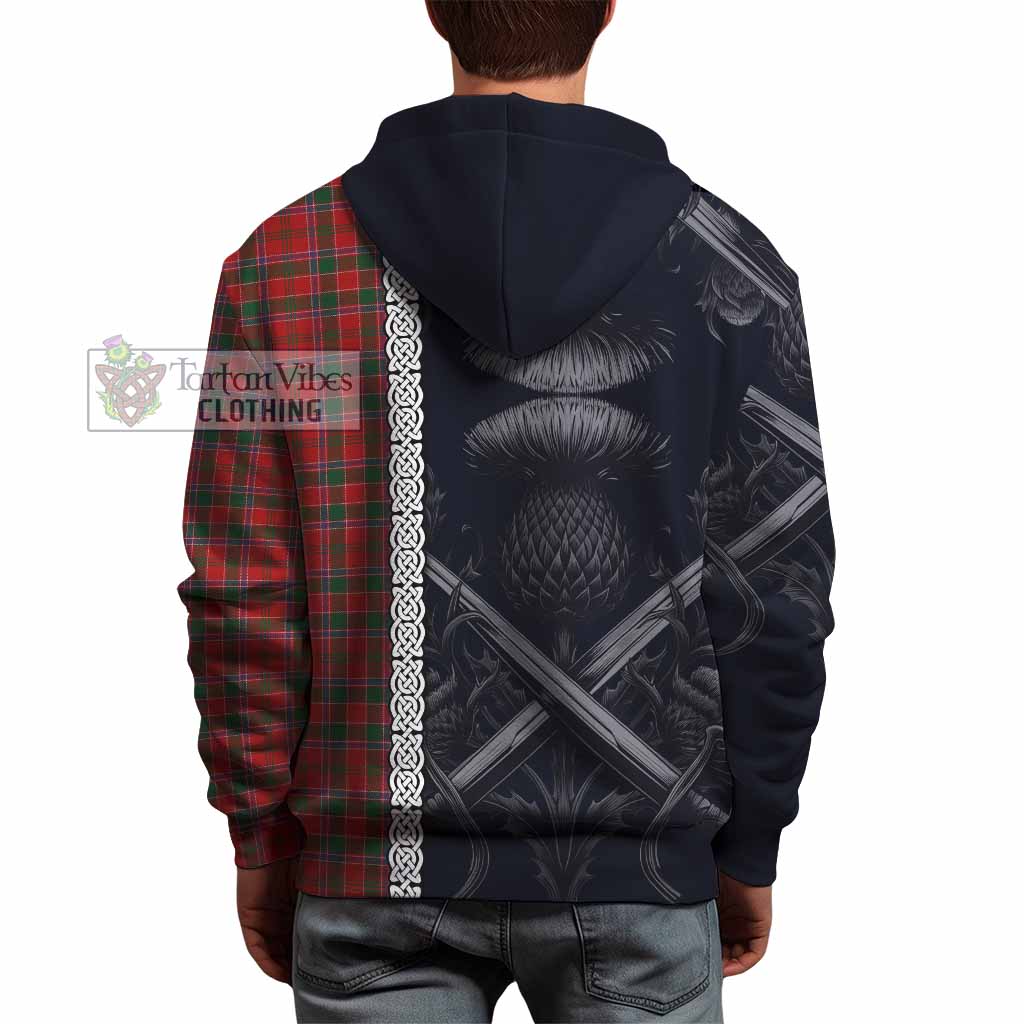 Tartan Vibes Clothing Dalzell (Dalziel) Tartan Hoodie with Family Crest Cross Sword Thistle Celtic Vibes