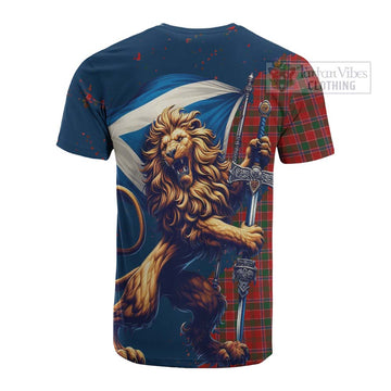 Dalzell (Dalziel) Tartan Family Crest Cotton T-shirt with Scottish Majestic Lion