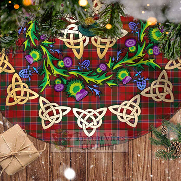 Dalzell (Dalziel) Tartan Christmas Tree Skirt with Thistle Celtic Knot Style