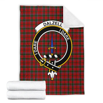 Dalzell (Dalziel) Tartan Blanket with Family Crest