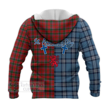 Dalzell (Dalziel) Tartan Knitted Hoodie Happy St. Andrew's Day Half Tartan Style