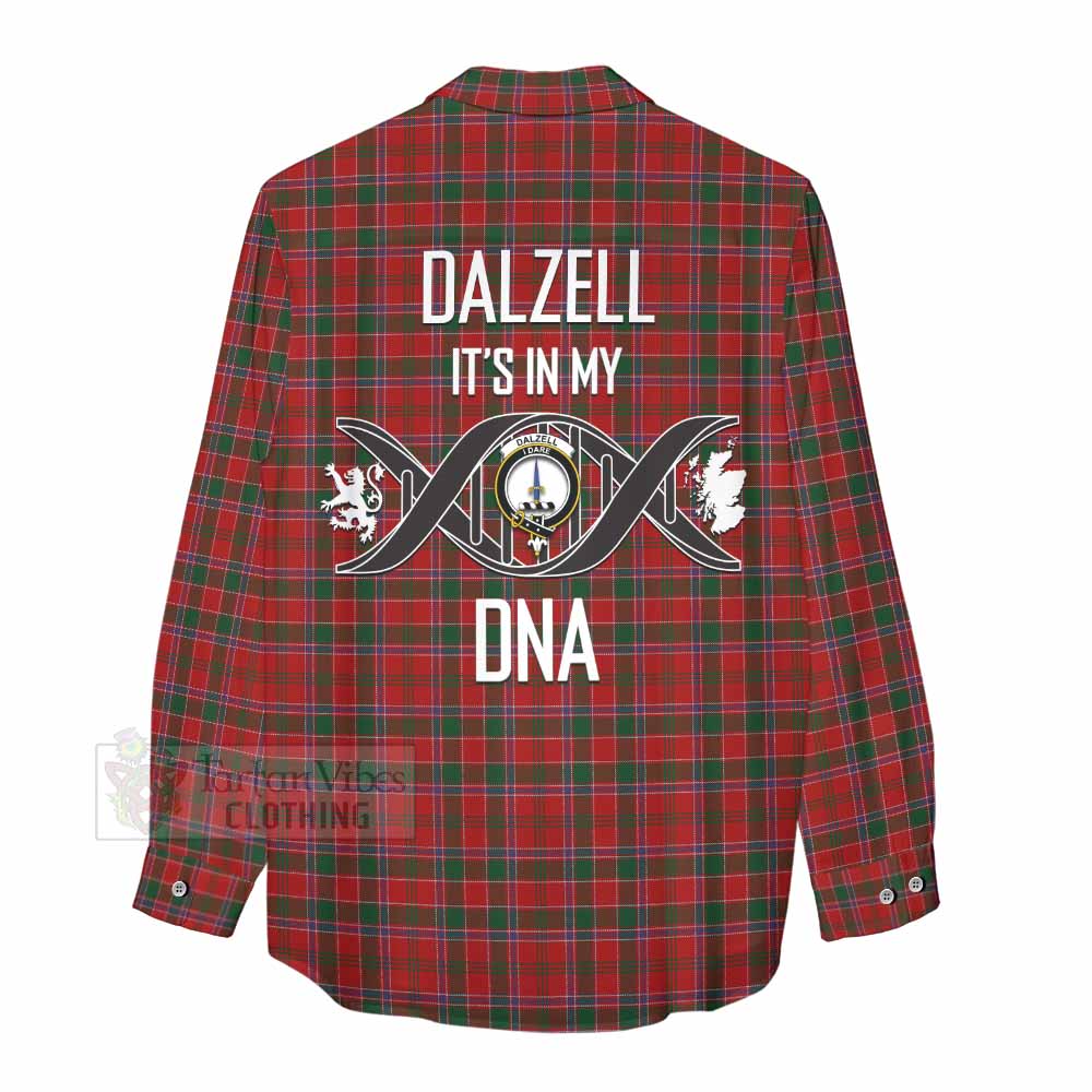 Tartan Vibes Clothing Dalzell (Dalziel) Tartan Women's Casual Shirt with Family Crest DNA In Me Style