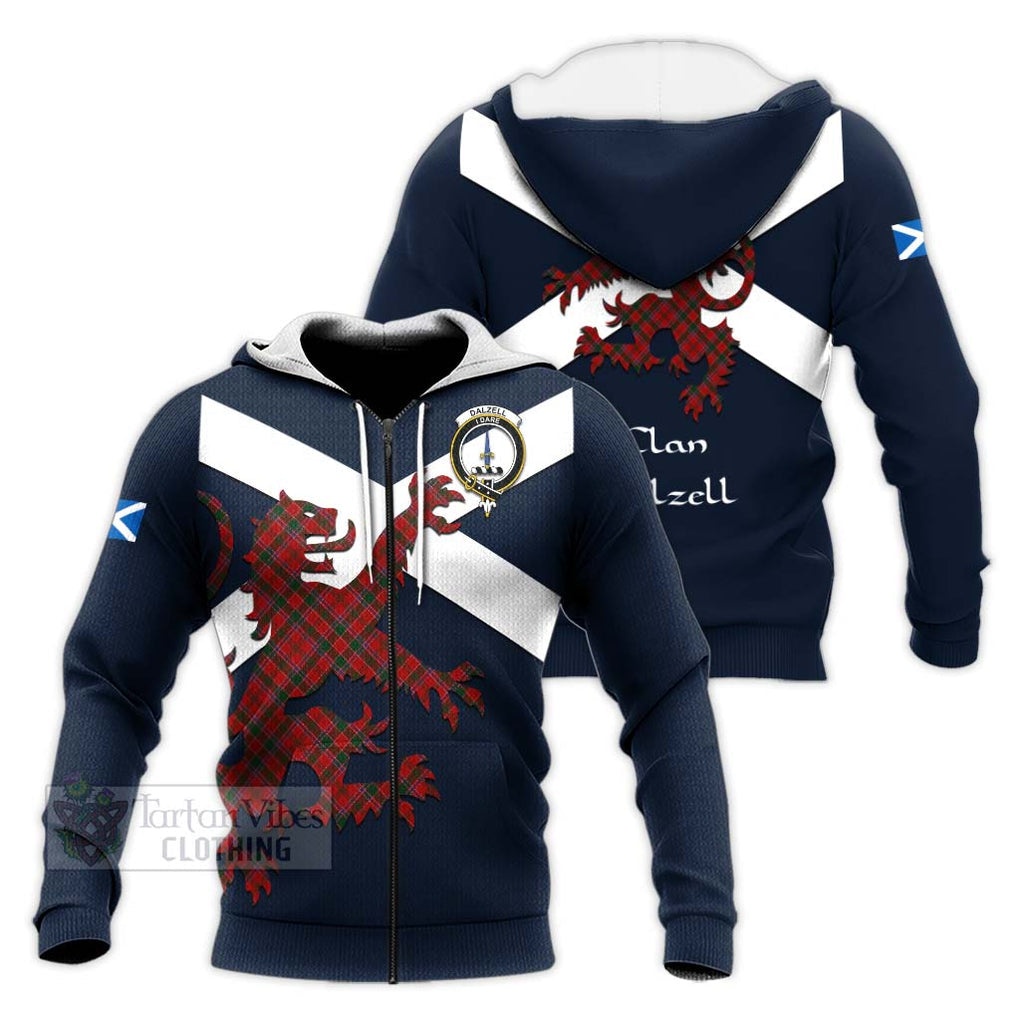 Tartan Vibes Clothing Dalzell (Dalziel) Tartan Lion Rampant Knitted Hoodie – Proudly Display Your Heritage with Alba Gu Brath and Clan Name