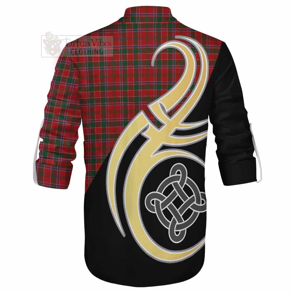 Tartan Vibes Clothing Dalzell (Dalziel) Tartan Ghillie Kilt Shirt with Family Crest and Celtic Symbol Style