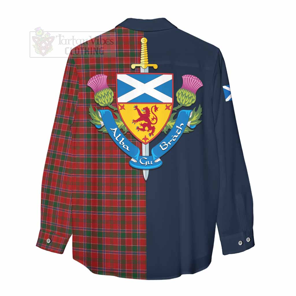 Tartan Vibes Clothing Dalzell (Dalziel) Tartan Women's Casual Shirt Alba with Scottish Lion Royal Arm Half Style