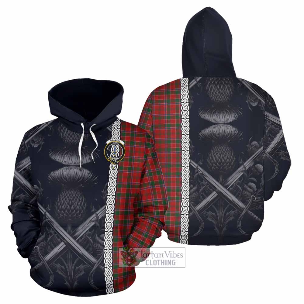 Tartan Vibes Clothing Dalzell (Dalziel) Tartan Hoodie with Family Crest Cross Sword Thistle Celtic Vibes