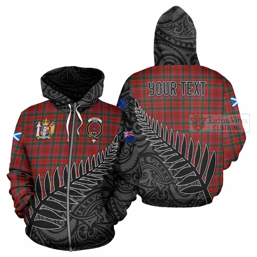 Tartan Vibes Clothing Dalzell (Dalziel) Crest Tartan Hoodie with New Zealand Silver Fern Half Style