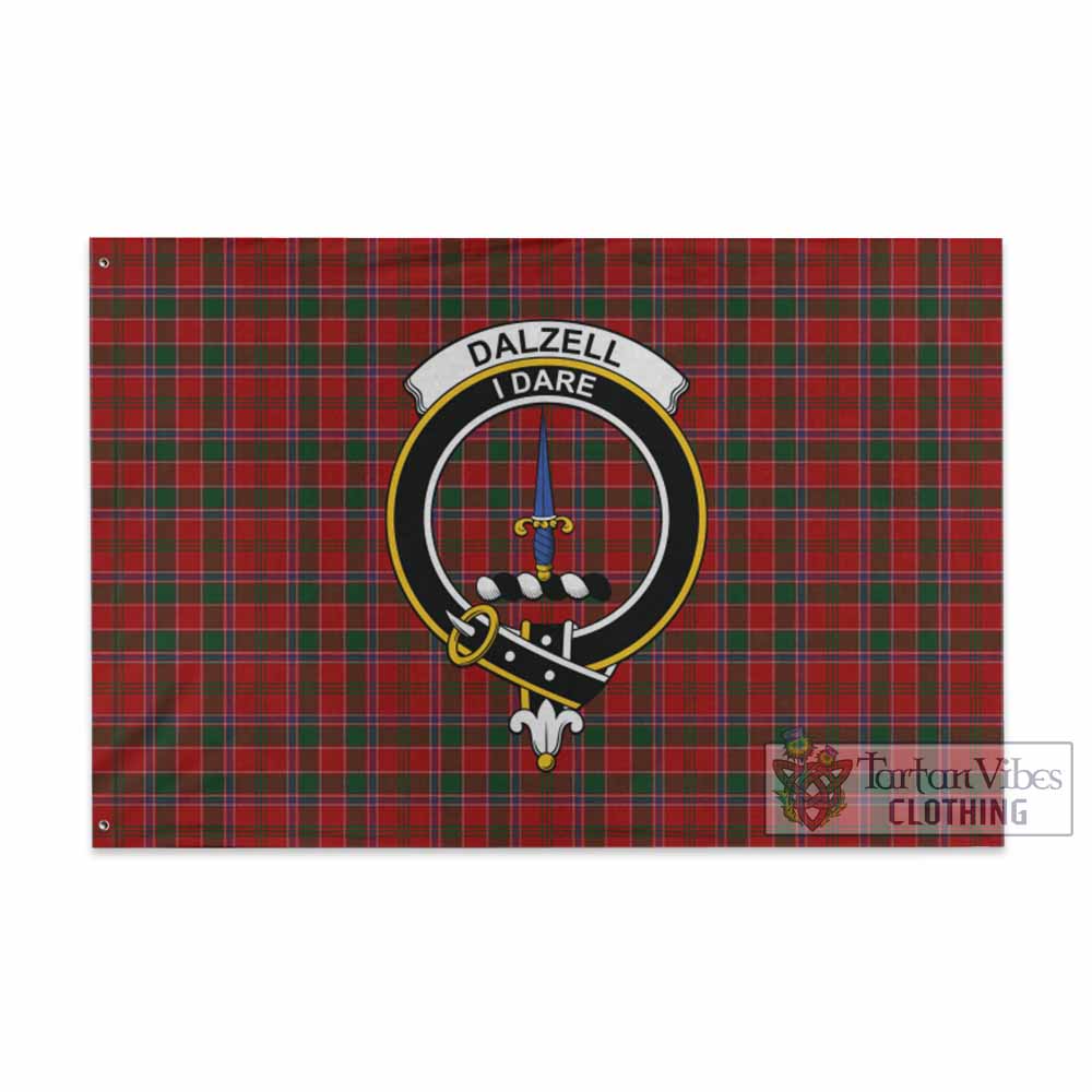 Tartan Vibes Clothing Dalzell (Dalziel) Tartan House Flag with Family Crest