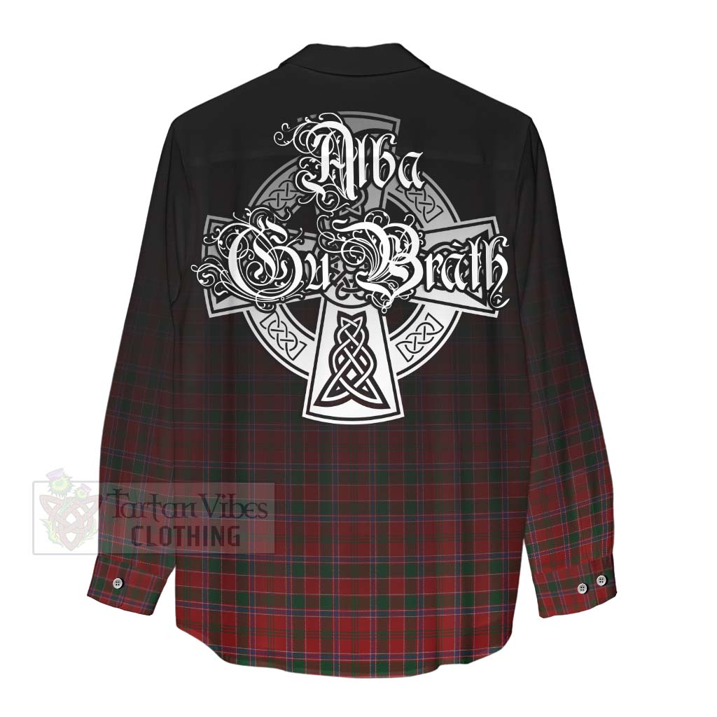 Tartan Vibes Clothing Dalzell (Dalziel) Tartan Women's Casual Shirt Featuring Alba Gu Brath Family Crest Celtic Inspired