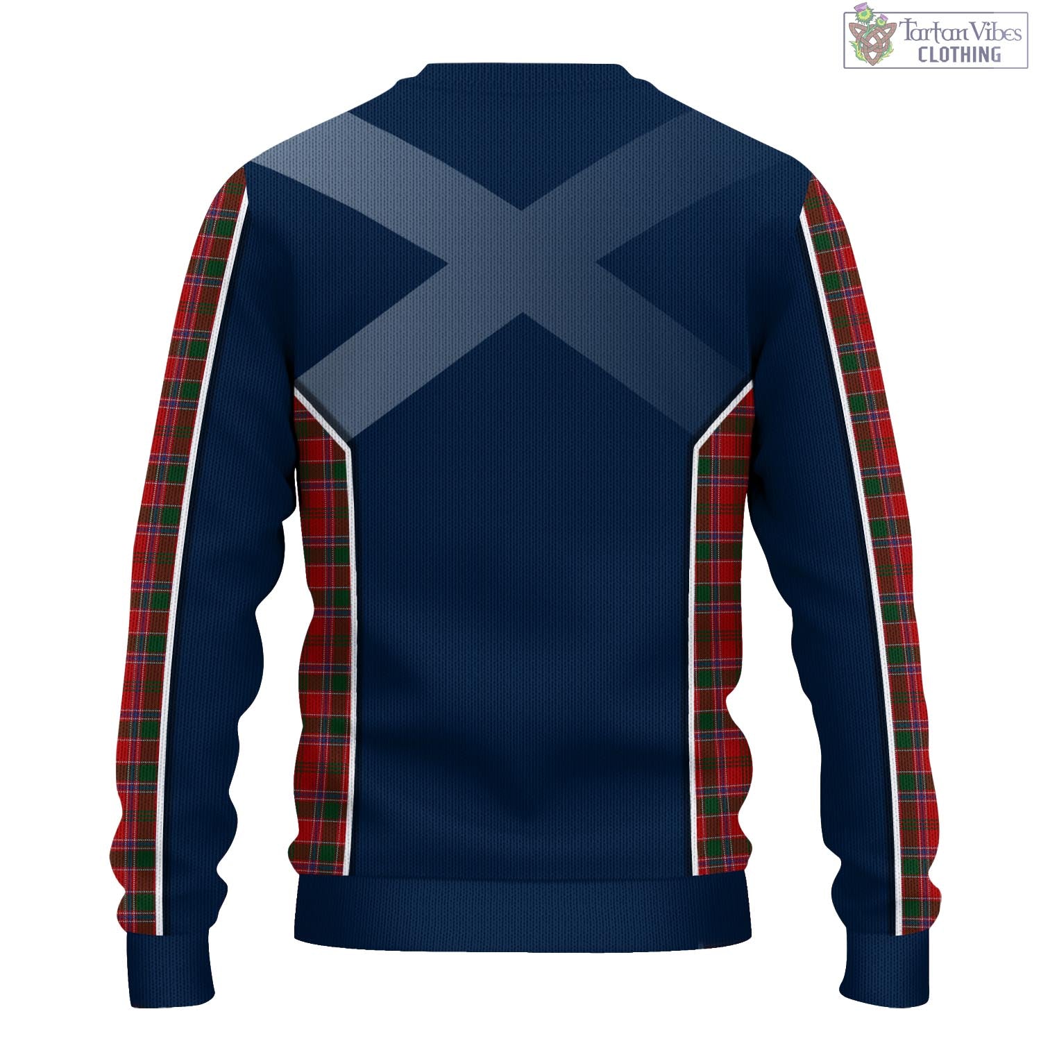 Tartan Vibes Clothing Dalzell (Dalziel) Tartan Knitted Sweatshirt with Family Crest and Scottish Thistle Vibes Sport Style