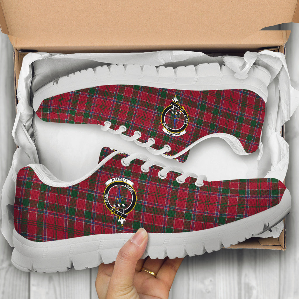 Dalzell (Dalziel) Tartan Sneakers with Family Crest - Tartan Vibes Clothing