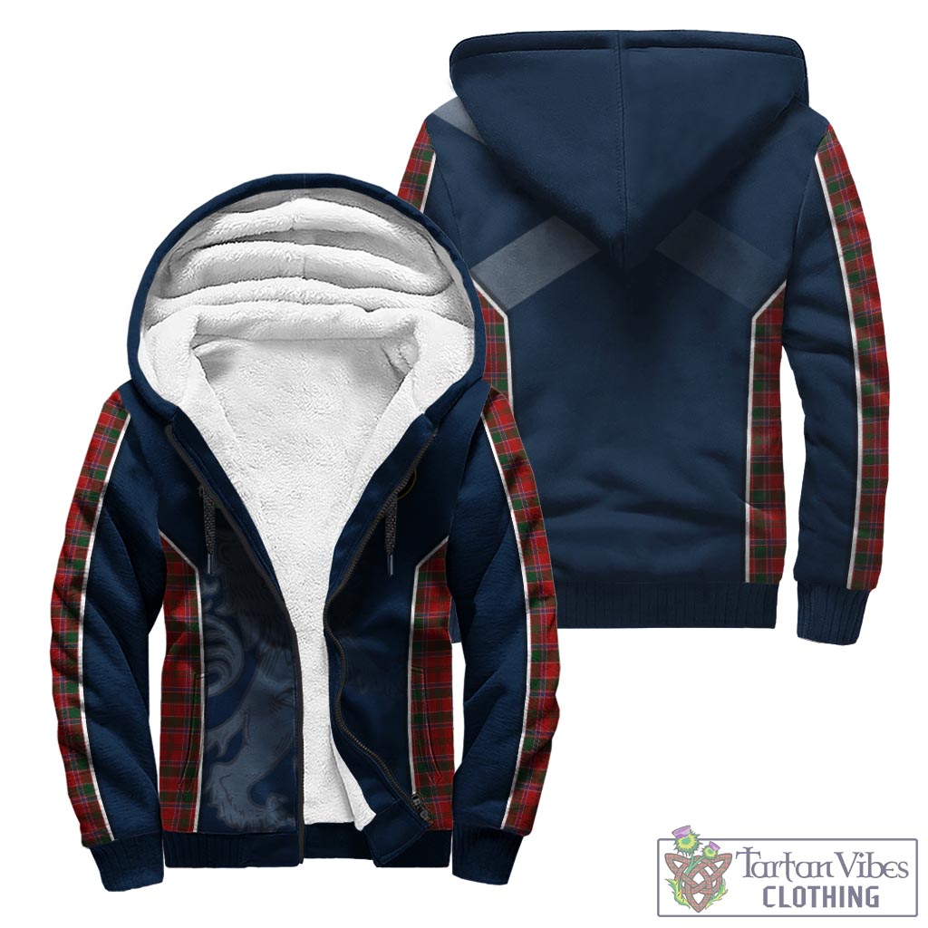 Tartan Vibes Clothing Dalzell (Dalziel) Tartan Sherpa Hoodie with Family Crest and Lion Rampant Vibes Sport Style