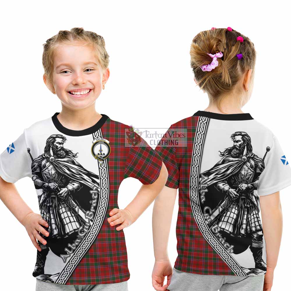 Dalzell (Dalziel) Tartan Clan Crest Kid T-Shirt with Highlander Warrior Celtic Style