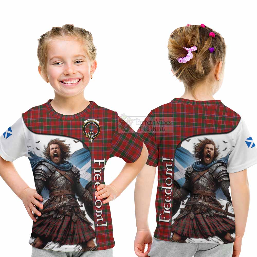 Tartan Vibes Clothing Dalzell (Dalziel) Crest Tartan Kid T-Shirt Inspired by the Freedom of Scottish Warrior