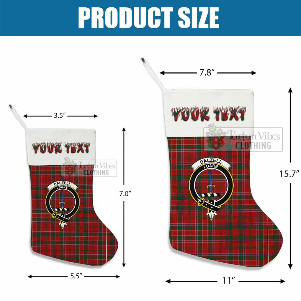 Tartan Vibes Clothing Dalzell (Dalziel) Tartan Family Crest Christmas Stocking with Personalized Text