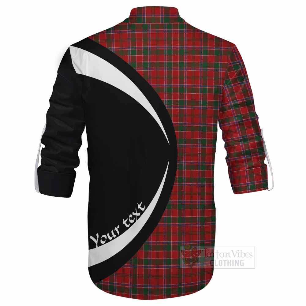 Tartan Vibes Clothing Dalzell (Dalziel) Tartan Ghillie Kilt Shirt with Family Crest Circle Style