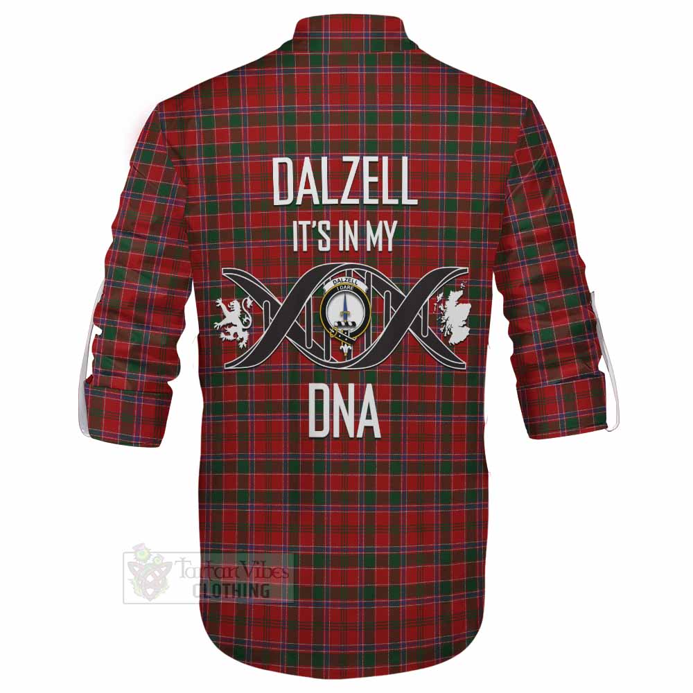 Tartan Vibes Clothing Dalzell (Dalziel) Tartan Ghillie Kilt Shirt with Family Crest DNA In Me Style