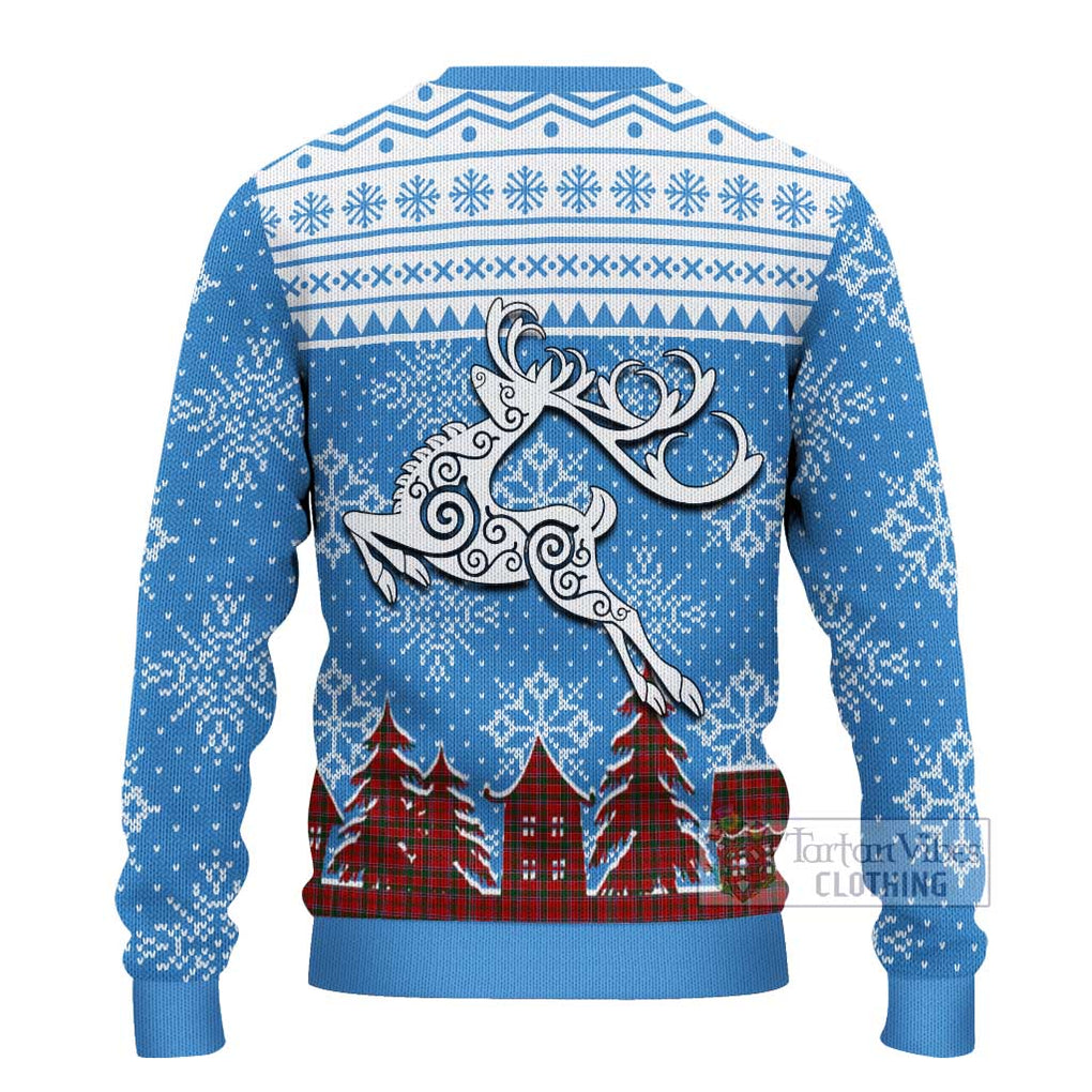 Tartan Vibes Clothing Dalzell (Dalziel) Clan Christmas Ugly Sweater with Tartan and Celtic Raindeer Style