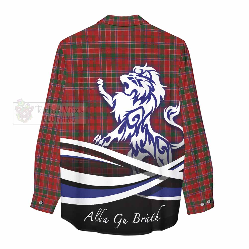 Tartan Vibes Clothing Dalzell (Dalziel) Tartan Women's Casual Shirt with Alba Gu Brath Regal Lion Emblem