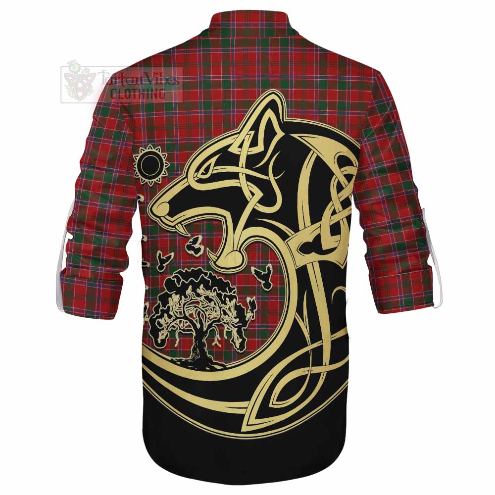 Tartan Vibes Clothing Dalzell (Dalziel) Tartan Ghillie Kilt Shirt with Family Crest Celtic Wolf Style