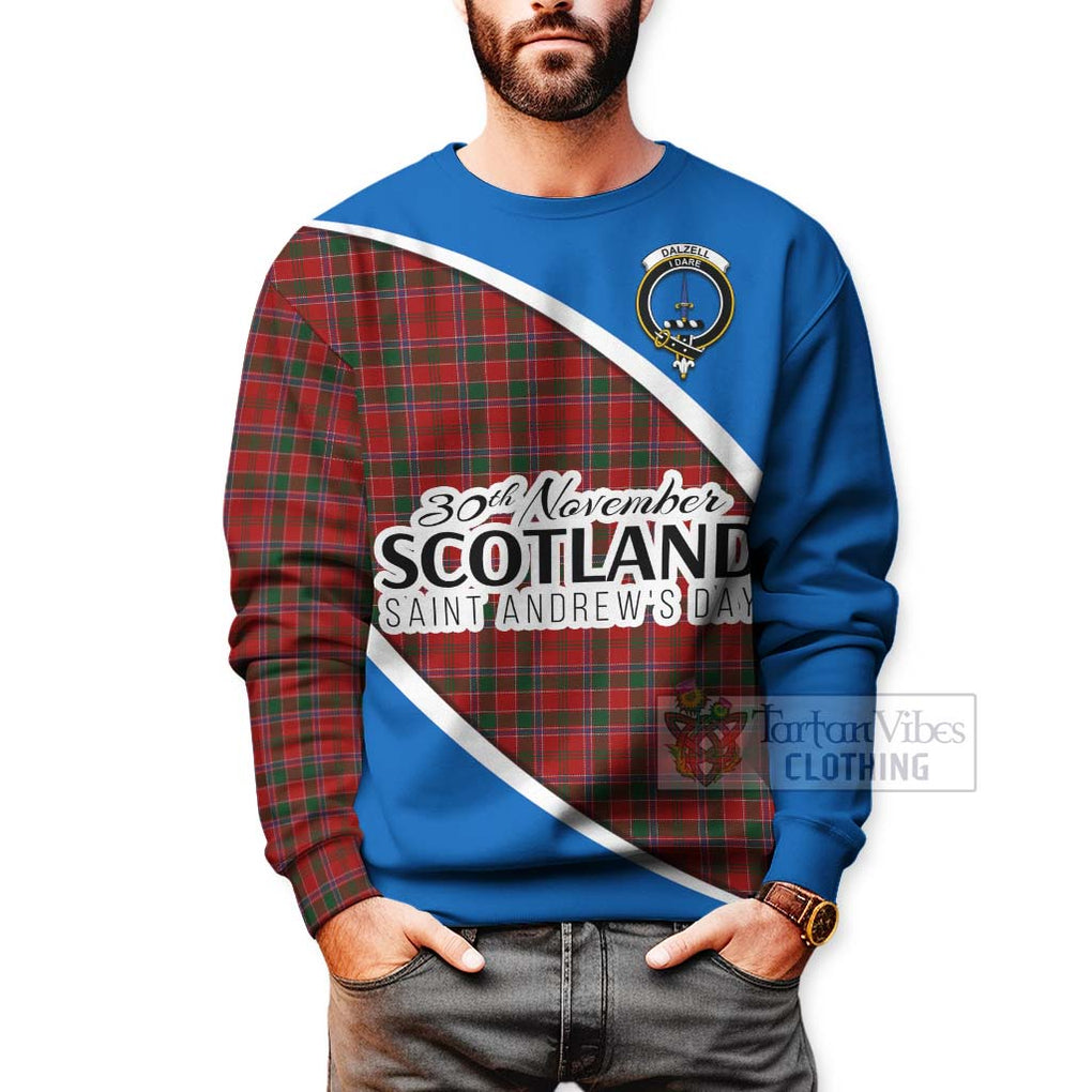 Tartan Vibes Clothing Dalzell (Dalziel) Family Crest Tartan Sweatshirt Celebrate Saint Andrew's Day in Style