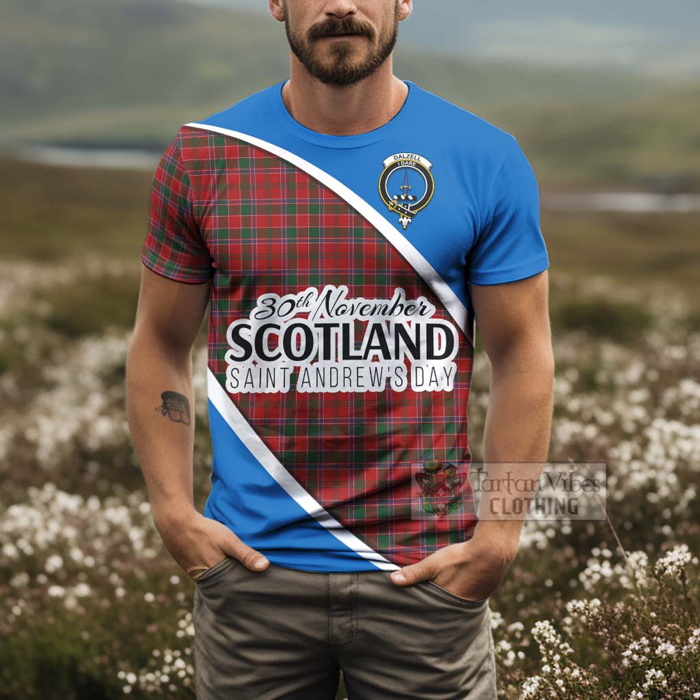 Tartan Vibes Clothing Dalzell (Dalziel) Family Crest Tartan T-Shirt Celebrate Saint Andrew's Day in Style