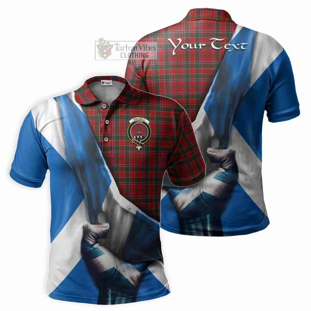 Tartan Vibes Clothing Dalzell (Dalziel) Tartan Polo Shirt with Family Crest Scotland Patriotic Style