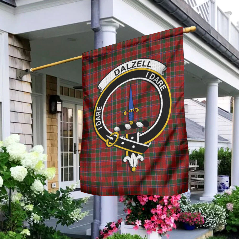 Dalzell (Dalziel) Tartan Flag with Family Crest - Tartan Vibes Clothing