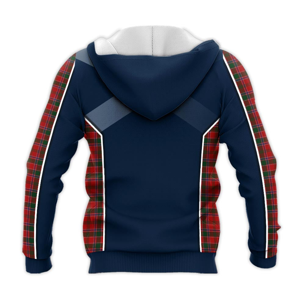 Tartan Vibes Clothing Dalzell (Dalziel) Tartan Knitted Hoodie with Family Crest and Scottish Thistle Vibes Sport Style