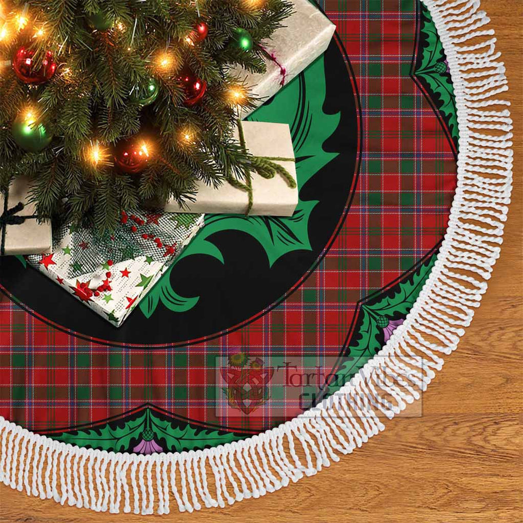 Tartan Vibes Clothing Dalzell (Dalziel) Tartan Christmas Tree Skirt Scottish Thistle Style