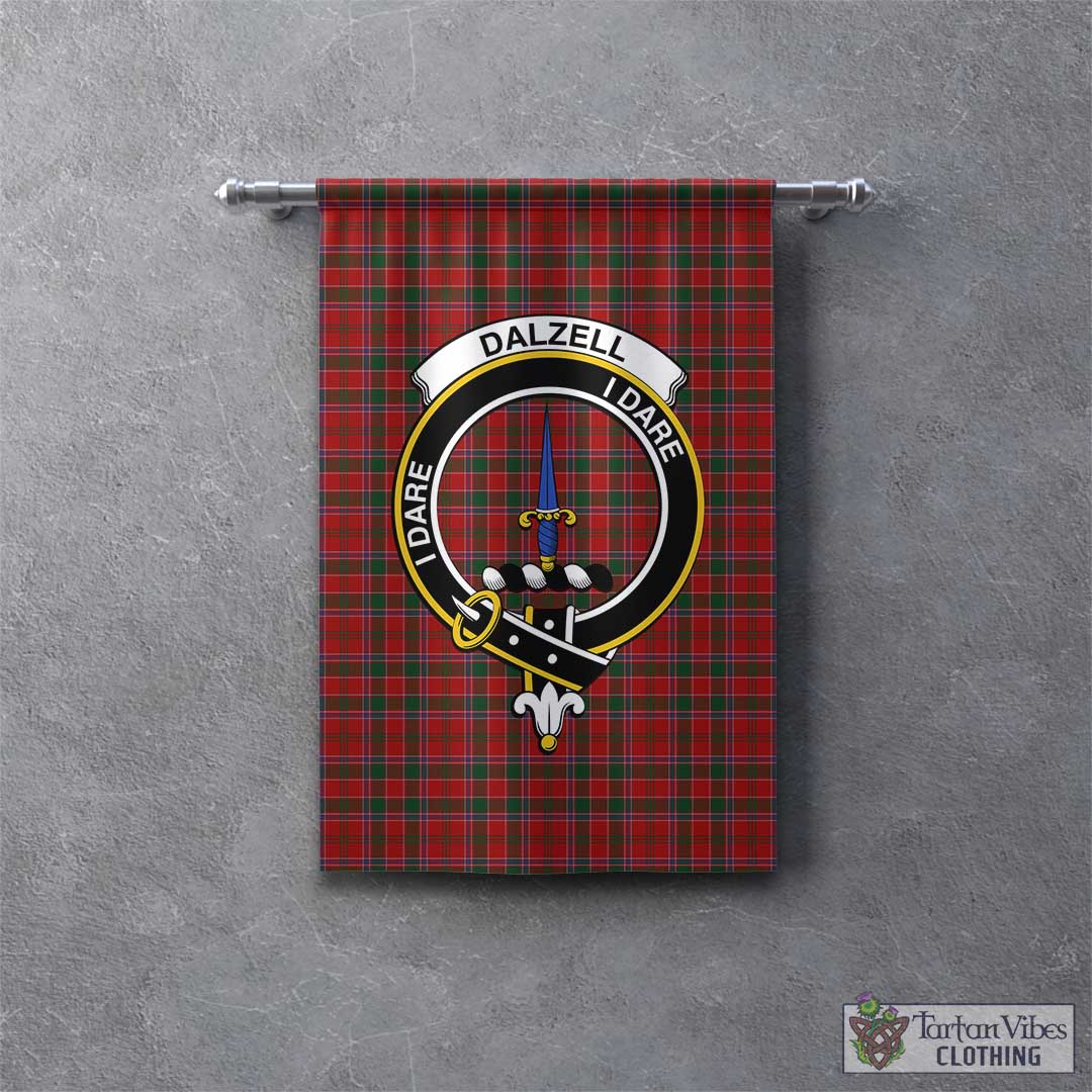 Tartan Vibes Clothing Dalzell (Dalziel) Tartan Gonfalon, Tartan Banner with Family Crest