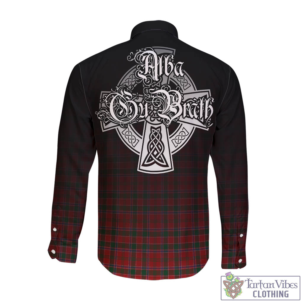 Tartan Vibes Clothing Dalzell (Dalziel) Tartan Long Sleeve Button Up Featuring Alba Gu Brath Family Crest Celtic Inspired
